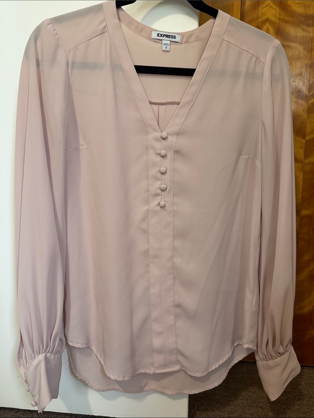 Express Dusty Rose V-Neck Button Front Blouse